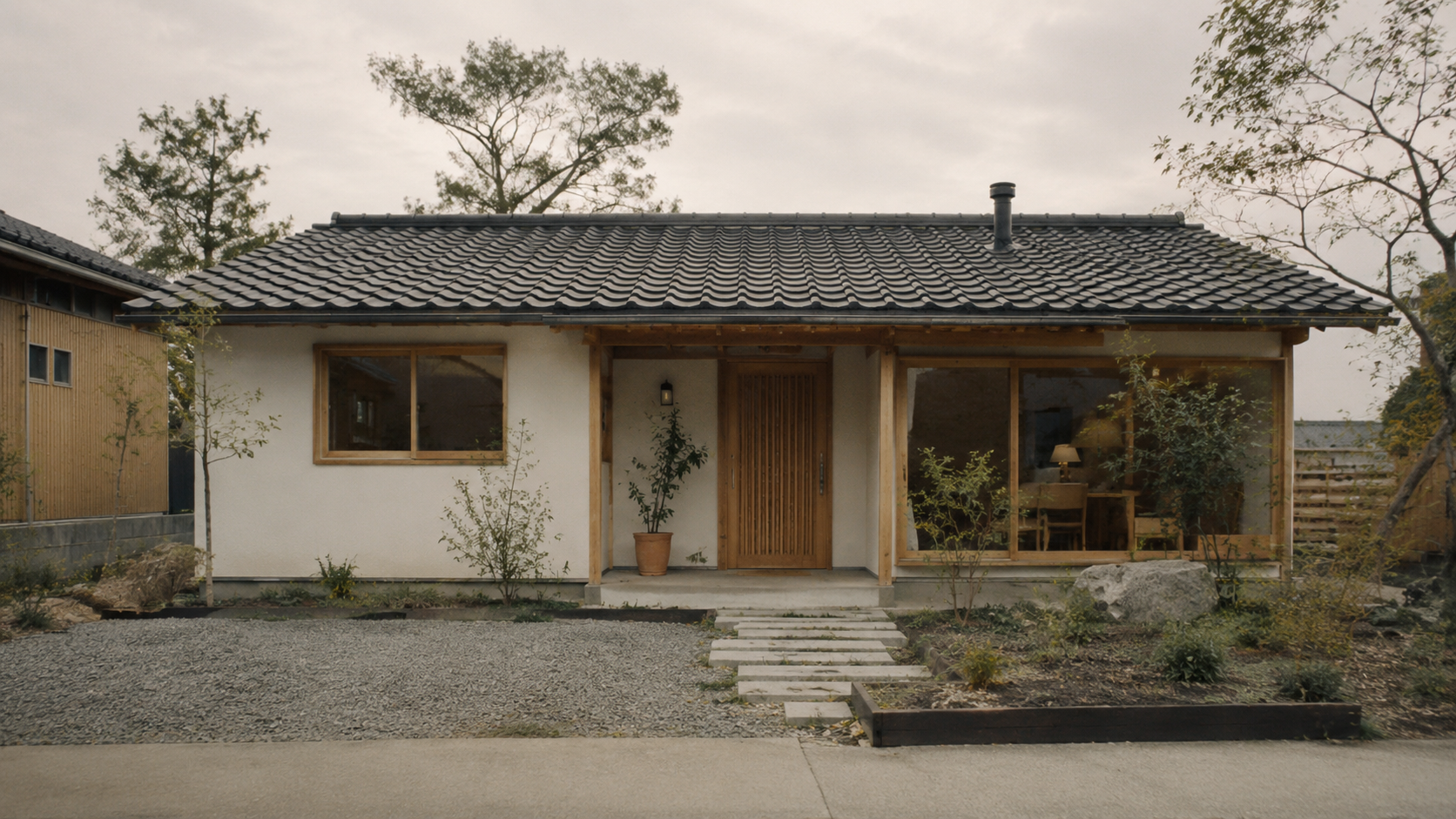 コンパクトな平屋・瓦屋根のシンプルな外観